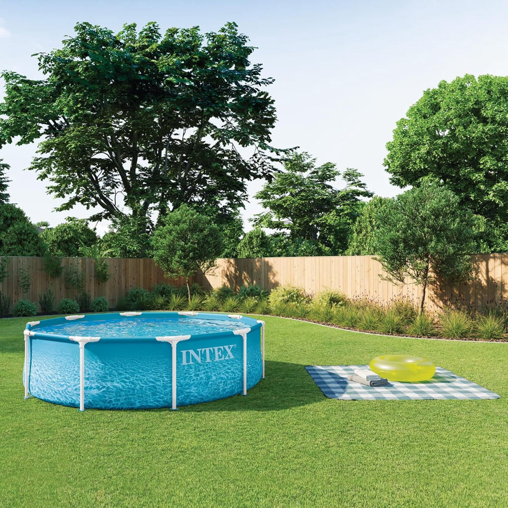Intex: Beachside Metal Frame Pool - 10' x 30 - Above Ground Swimming, Puncture-Rust Resistant, T-Joint Setup, Family Water Play, 1185 Gal, 28206EP