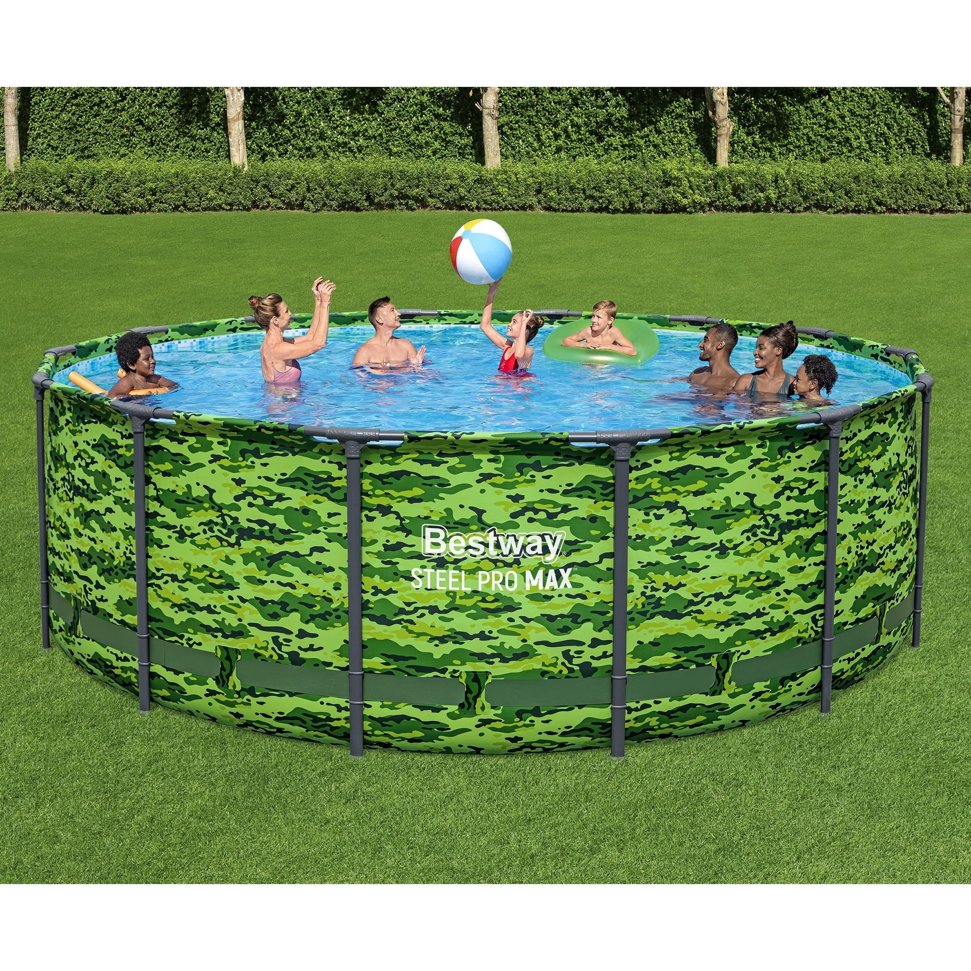 Bestway Steel Pro Max 14'x48 Camo Pool Set | Durable Construction, Easy Assembly, and All-Inclusive Accessories - above ground pool set with filter pump, ladder, and pool cover - No Tools Required!