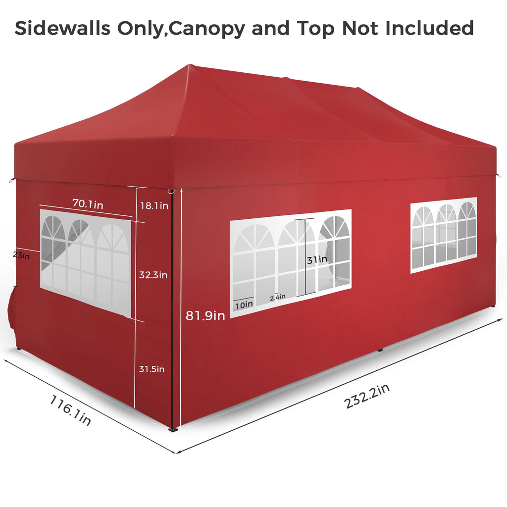 Ainfox 5-Piece Sidewalls for 10x20 Pop Up Canopy Tent, 420D Oxford PVC Waterproof Sun Shade Privacy Walls with Windows & Zippers, White