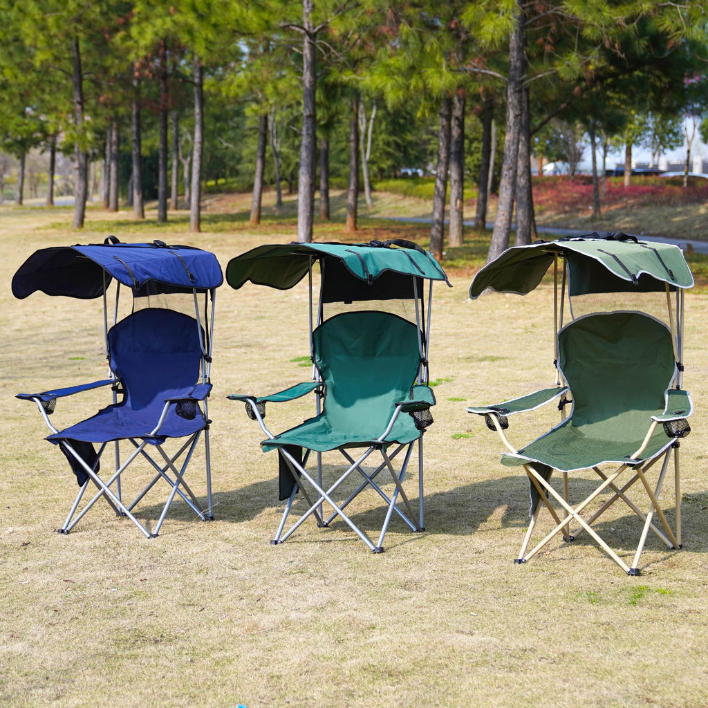 VTOY Camping Chair with Canopy Portable Canopy Camping Chairs with Shade for Outside Folding Beach Chairs with Shade for Adults(Olive Green)