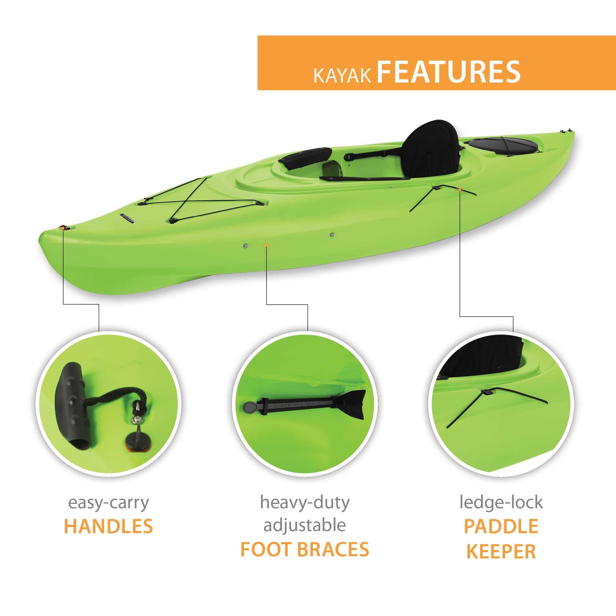 Lifetime Guster 10 ft Sit-Inside Kayak with Paddle, Emerald Fusion (91354)