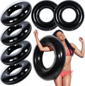 6 Pcs Inflatable Pool Floats 35 Inches Swim Tube Bulk for Adults Swimming Ring Pool Floaties for Beach Party Decorations Women and Men River Lake Summer Vacation Holiday (Black)