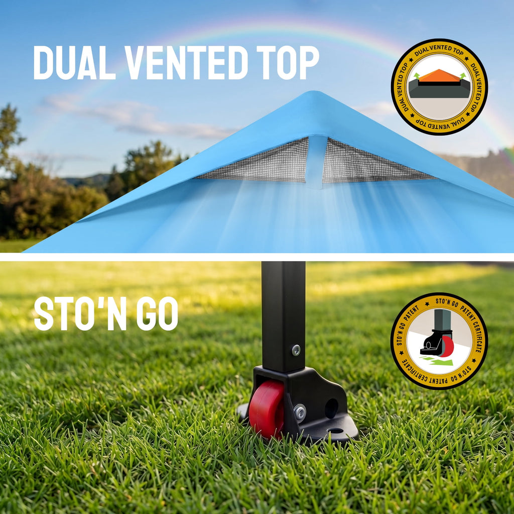 CROWN SHADES 10x10 Pop Up Canopy Patented Center Lock One Push Instant Outdoor Canopy Tent Grey