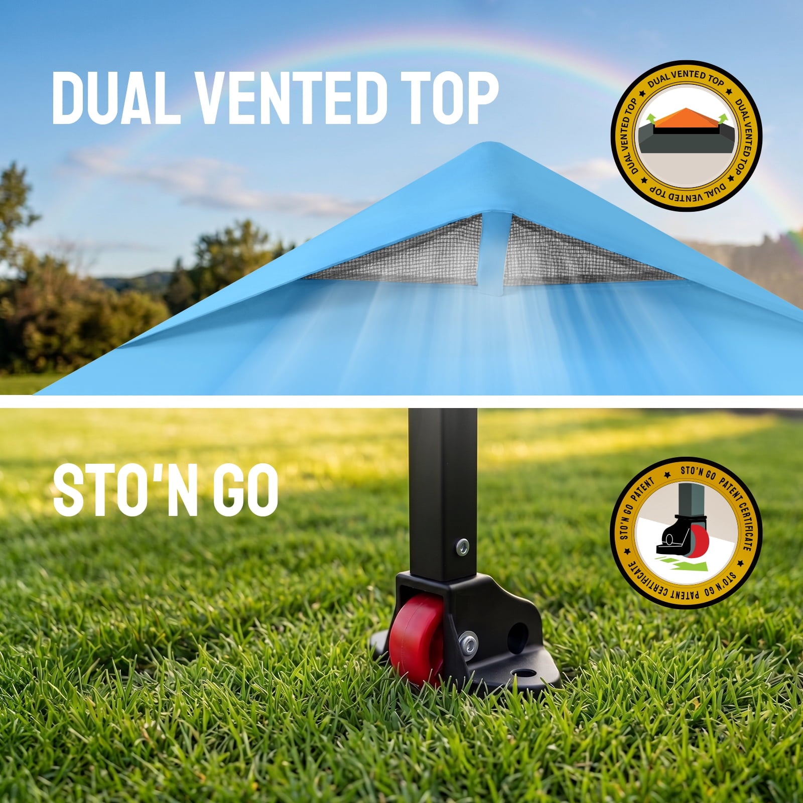 CROWN SHADES 10x10 Pop Up Canopy Patented Center Lock One Push Instant Outdoor Canopy Tent Grey