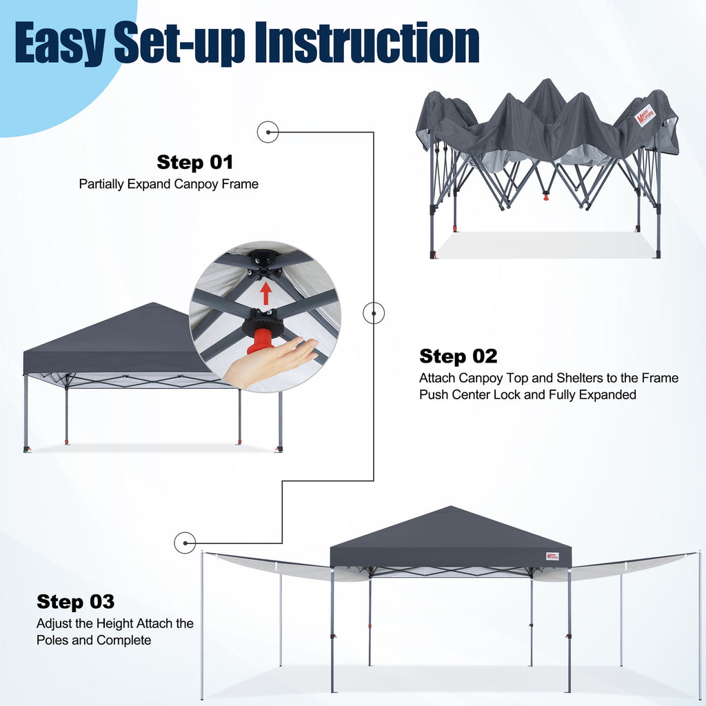 MASTERCANOPY 10 x 10ft Pop-up Canopy Tent with 2 Detachable Side Shades, White
