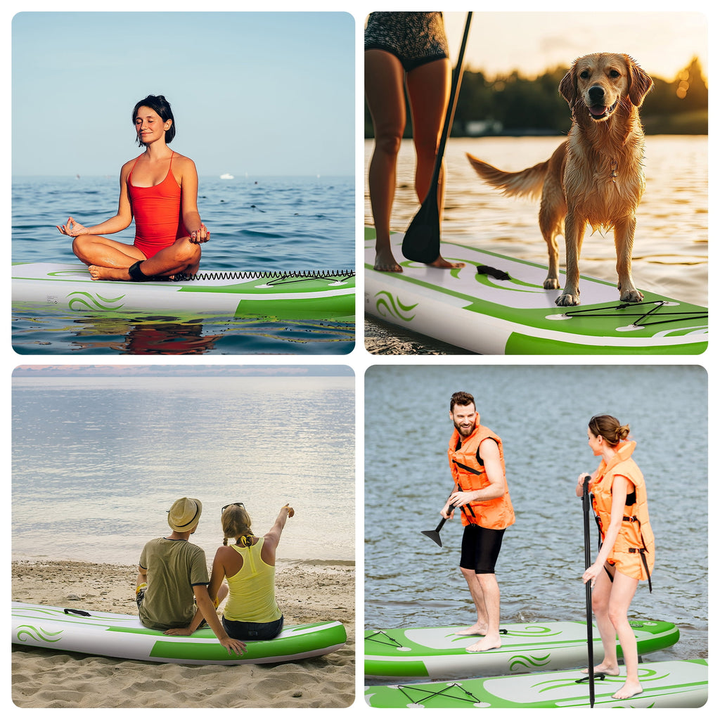 Naipo Paddle Board 10ft Inflatable Paddle Board 6in Thick Non-Slip Deck Stand Up SUP with Paddle Accessories for Adults Youth Family Fishing