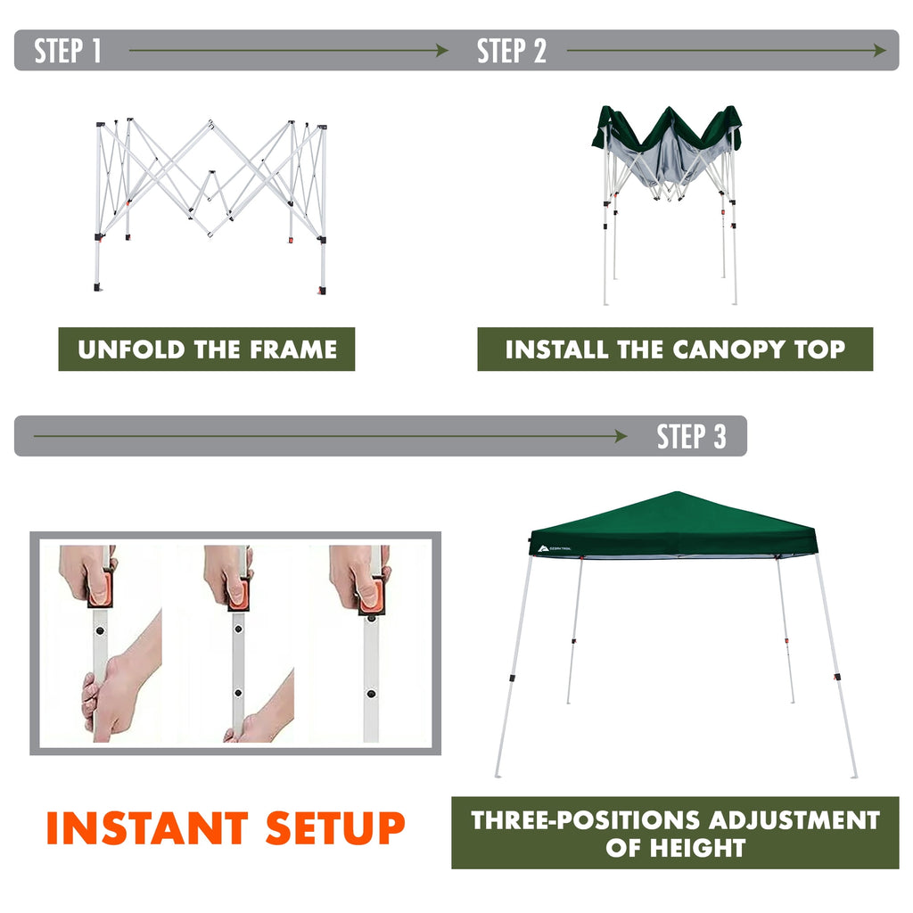 Ozark Trail 10' x 10' Instant Slant Leg Pop-up Outdoor Canopy, Blue