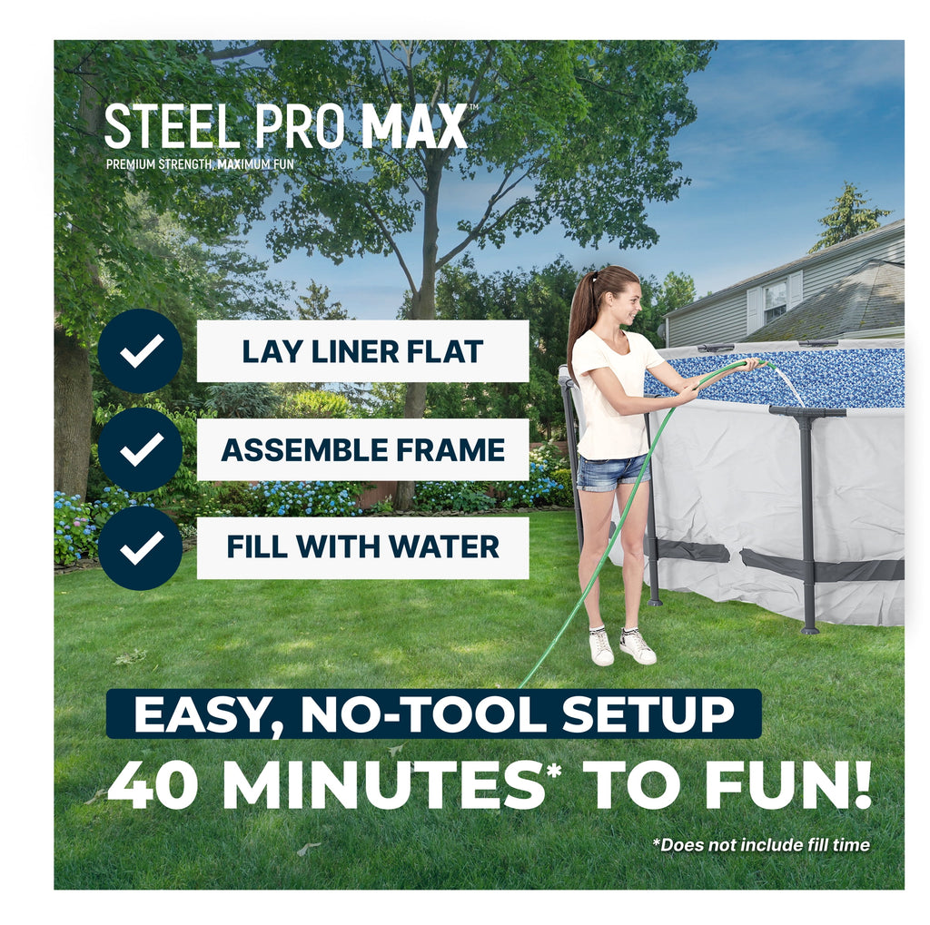 Bestway Steel Pro MAX 15'x42 Metal Frame Above Ground Pool Set w/ Pump, Ladder, & Cover