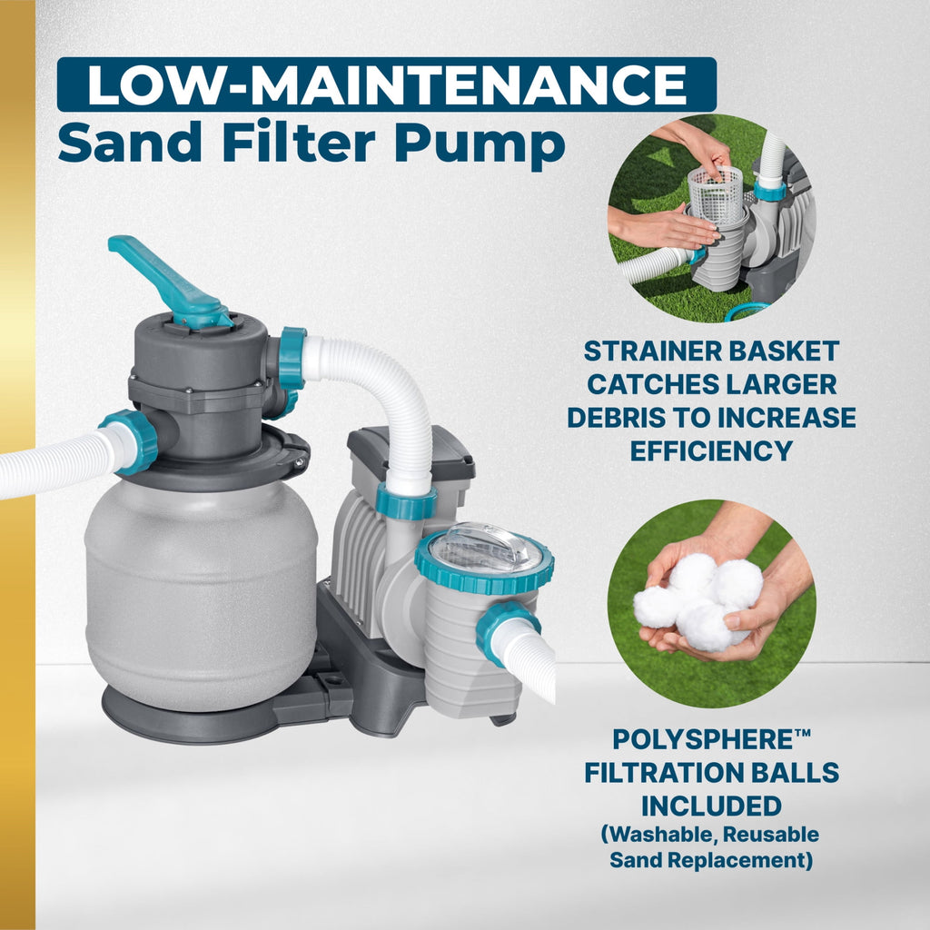 Bestway Hydrium 15' x 48 Steel Side Wall Above Ground Pool w/ Sand Pump & Accessories