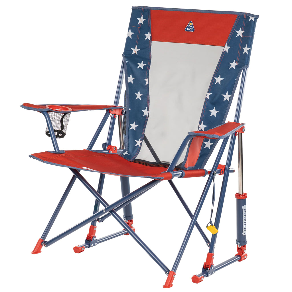 GCI Outdoor Comfort Pro Rocker Camping Chair with Mesh Backrest, Pastel Green Colorblock