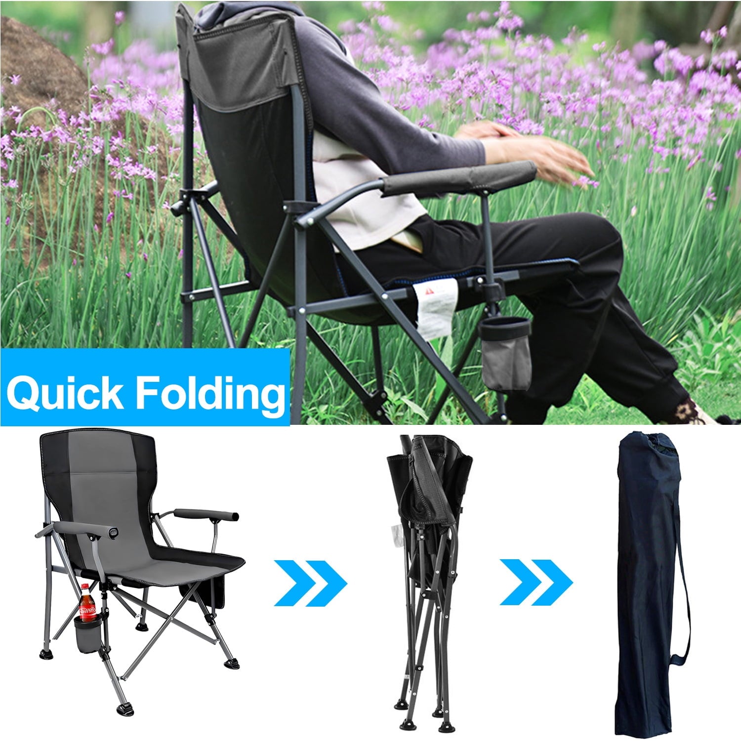 Camping Chairs Clearance for Adults, Portable Folding Lawn Chairs for Outdoor, Set of 2