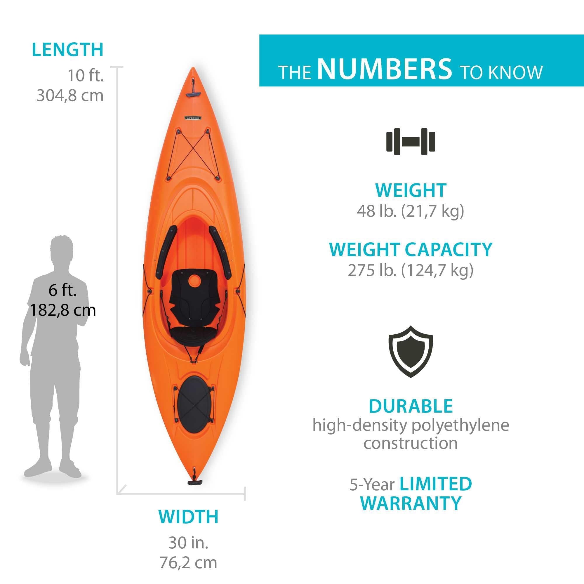 Lifetime Guster 10 ft Sit-Inside Kayak with Paddle, Emerald Fusion (91354)