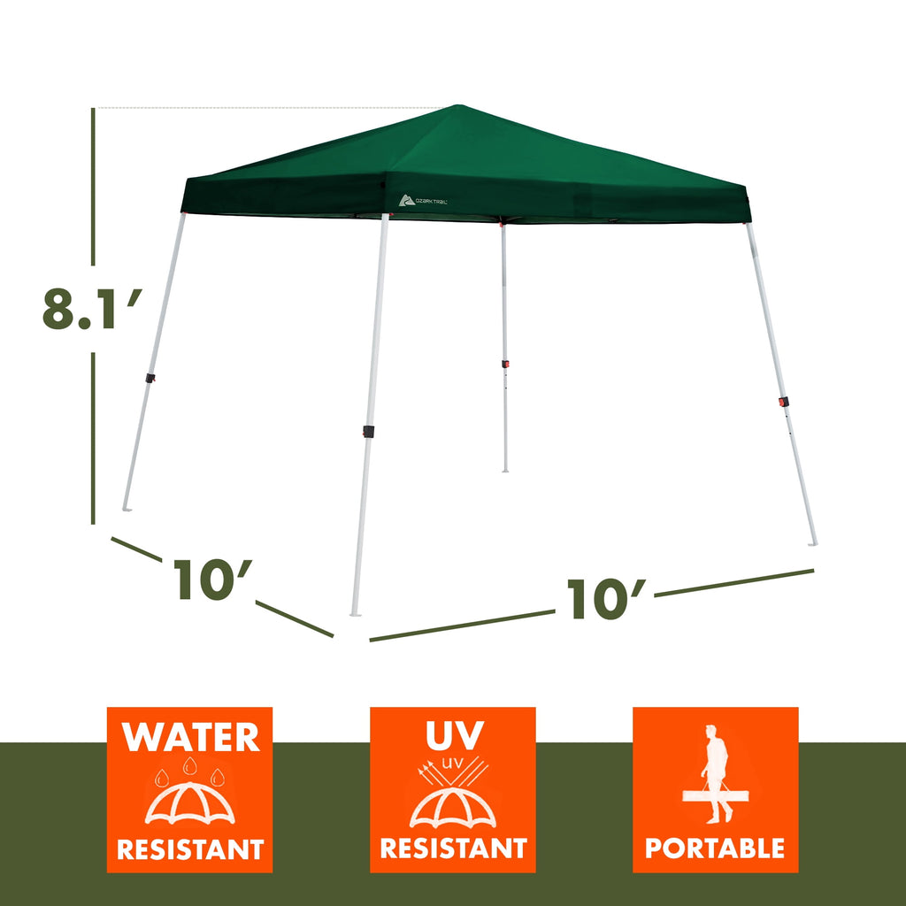 Ozark Trail 10' x 10' Instant Slant Leg Pop-up Outdoor Canopy, Blue