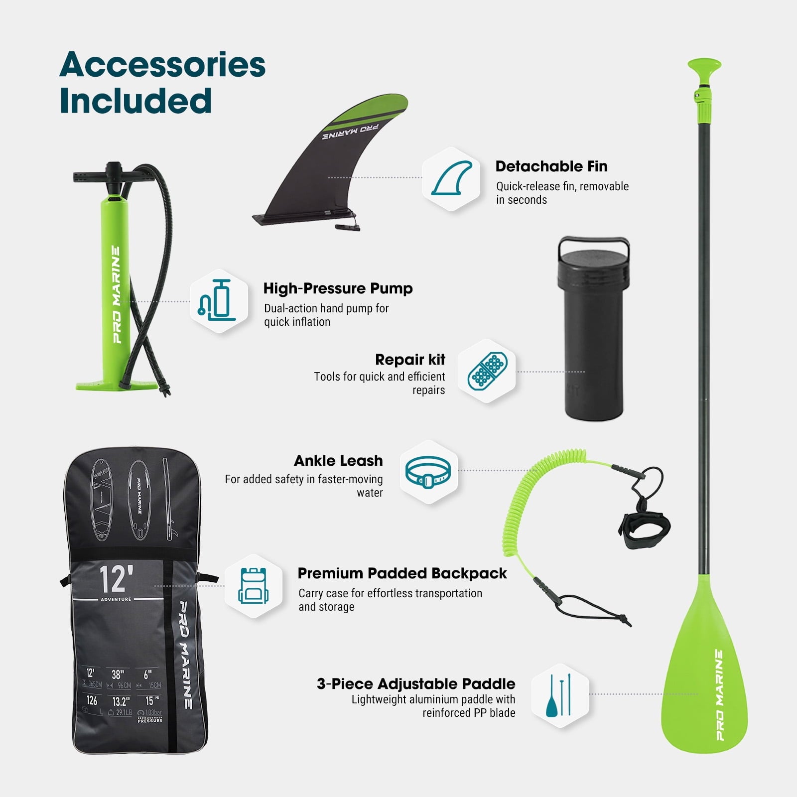PROMARINE 10' Inflatable Stand up Paddle Boards  Adjustable Paddle SUP Carry Bag & Fast Pumping for Youth & Adults