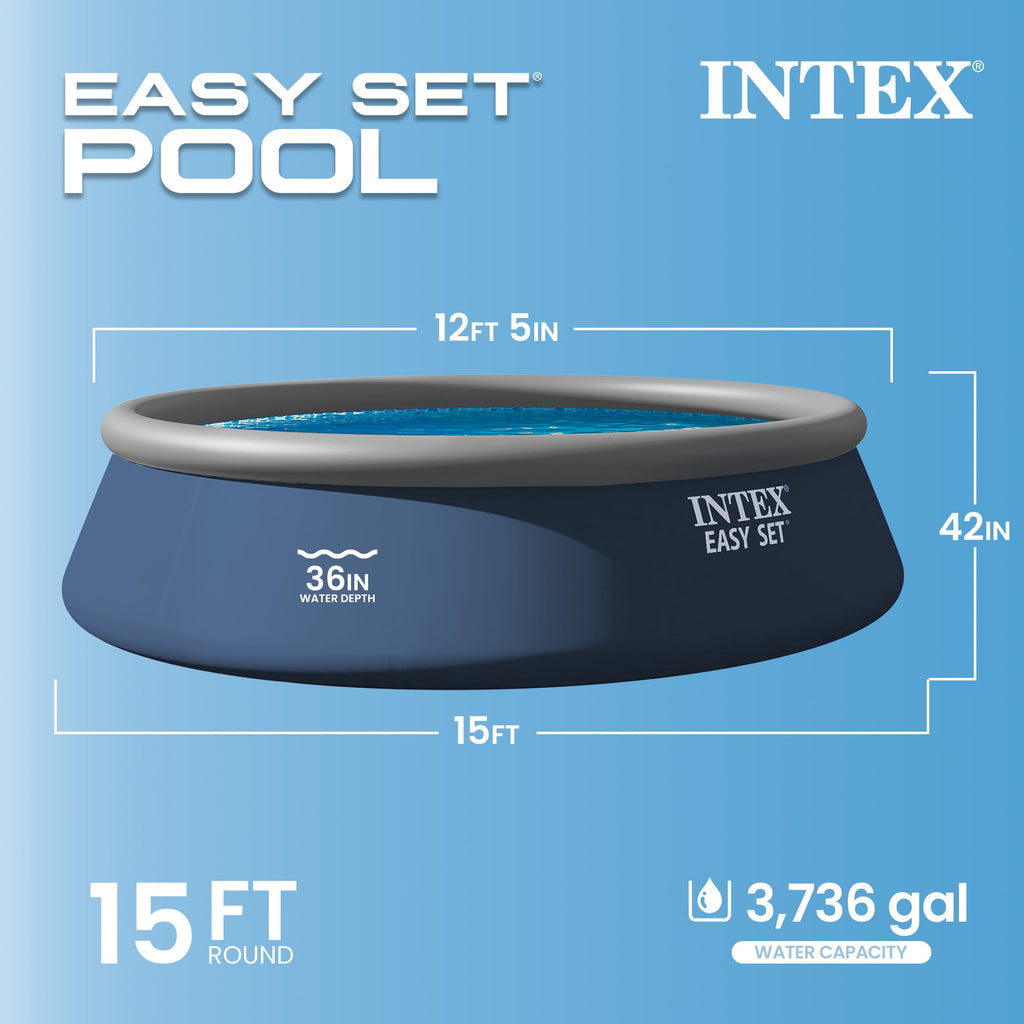 INTEX Easy Set 15ft x 42in Inflatable Pool Set - Filter Pump & Accessories