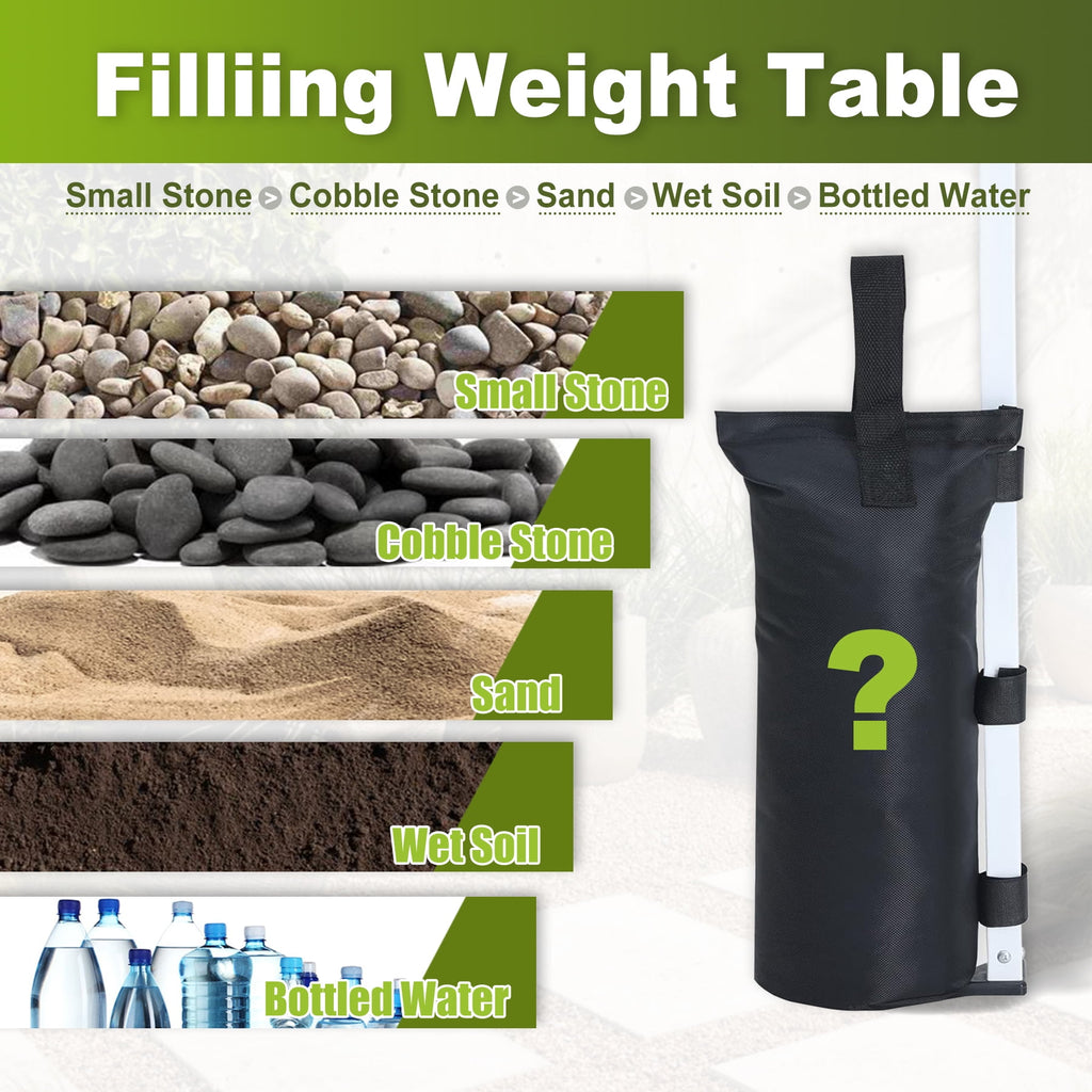 VentuLodge Canopy Weights Sand Bags: High-Capacity 112 LBS, Durable for Pop Up Canopy Tents, Outdoor Instant Sun Shelters, Patio Umbrellas, 4-Pack Set, Sand Not Included