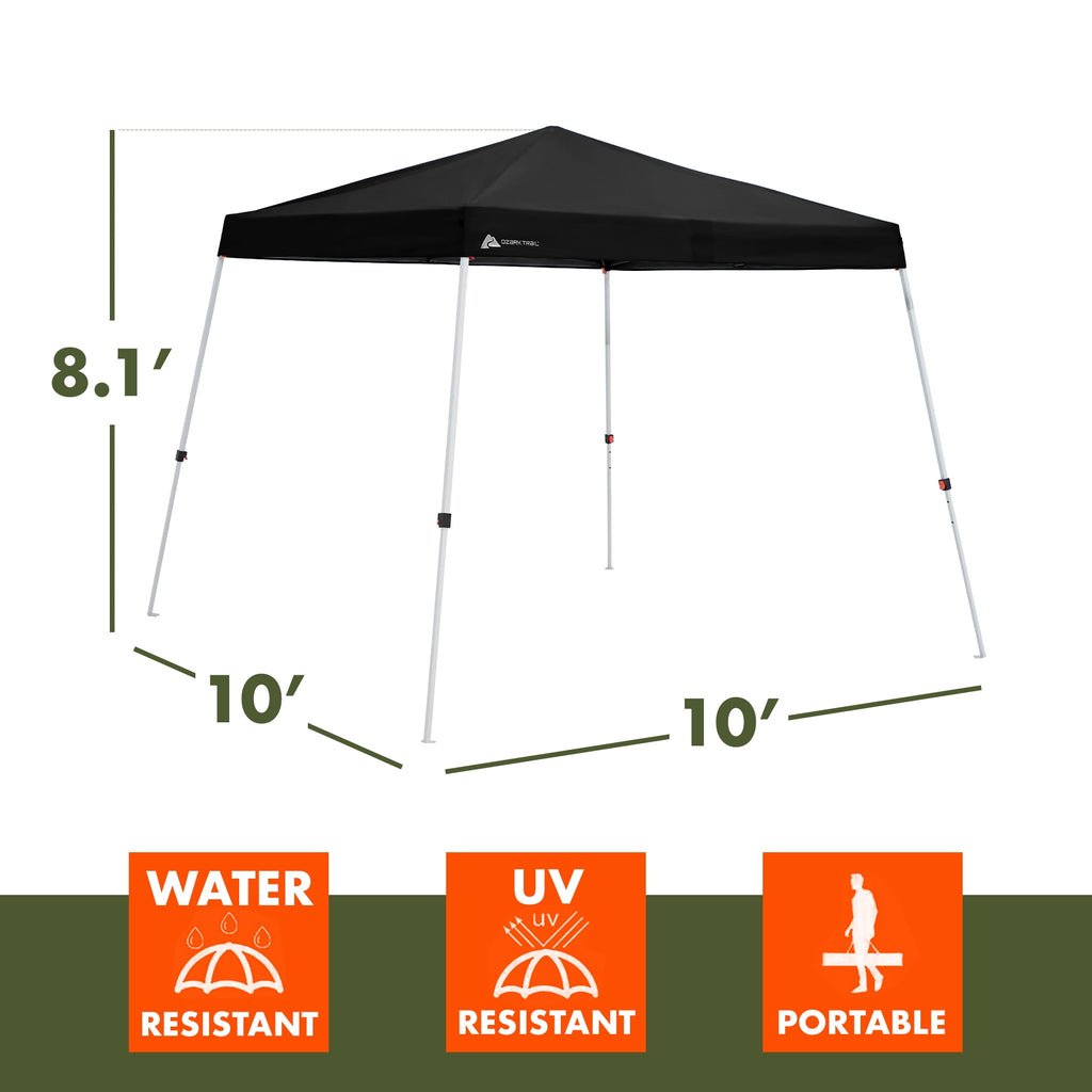 Ozark Trail 10' x 10' Instant Slant Leg Pop-up Outdoor Canopy, Blue