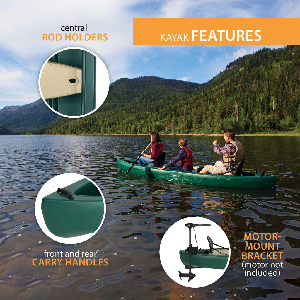 Lifetime Kodiak 13 ft Canoe with Paddles, Molded Seats, Skeg Wheel, Red (90658)
