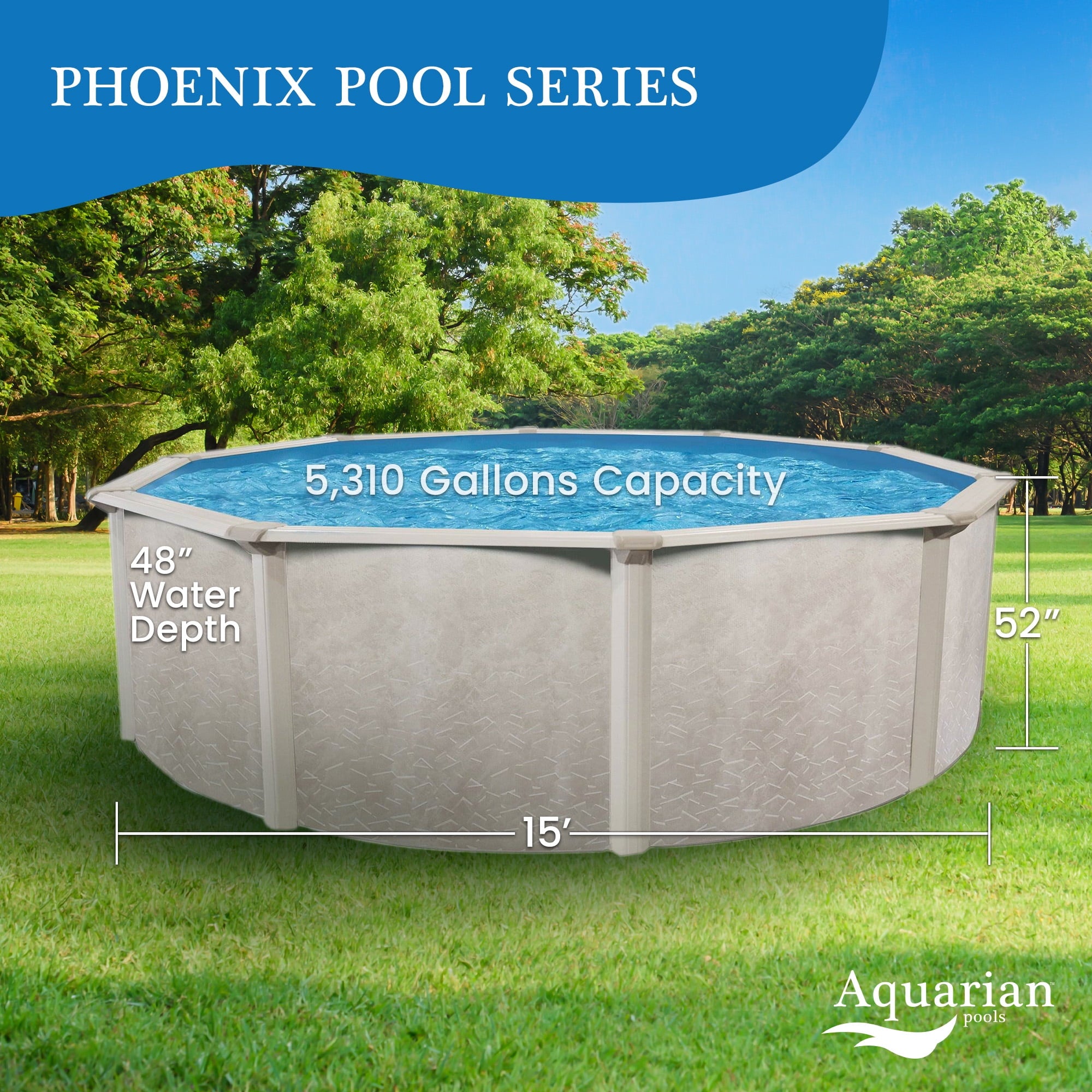 Aquarian Phoenix 18' x 52 Steel Frame DIY Family Size Above Ground Pool