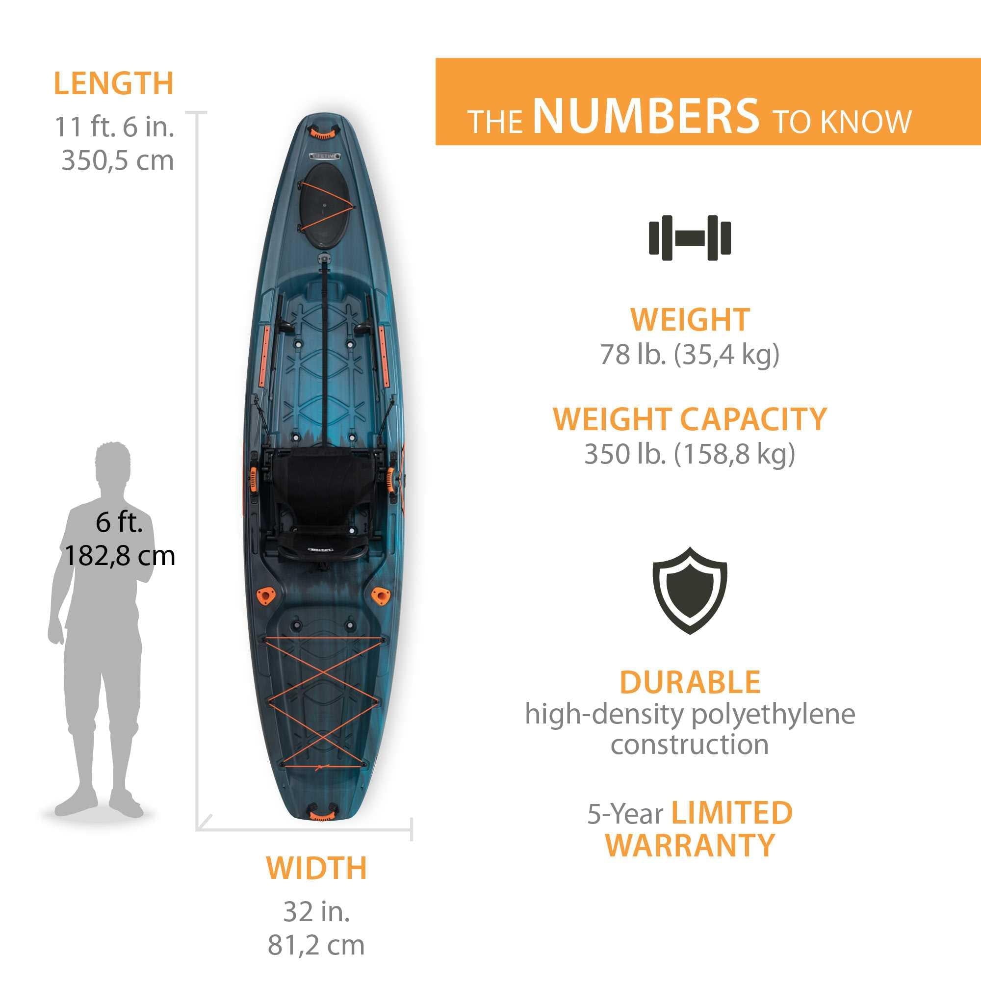 Lifetime Yukon Angler 11 ft. 6 in. Sit-on-Top Comfort Fishing Kayak, Lightning Fusion (90846)