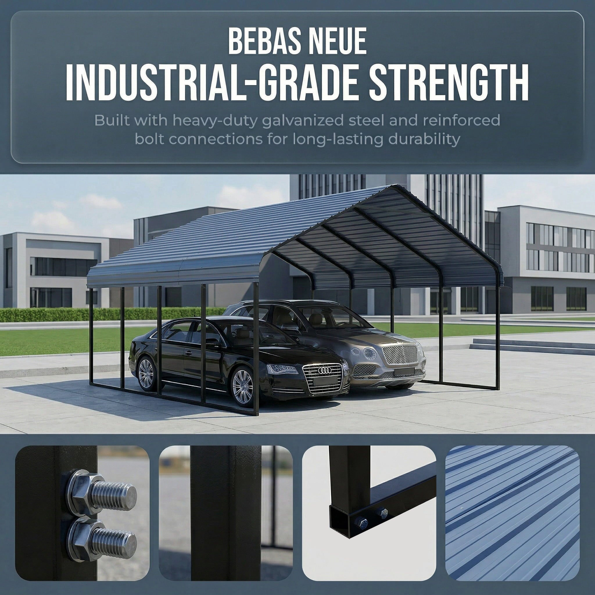 Heavy-Duty 10x20 ft Carport Garage, All-Weather Protection for RV, Boat, Car & Truck, Portable Shelter with Wind & Rust Resistance