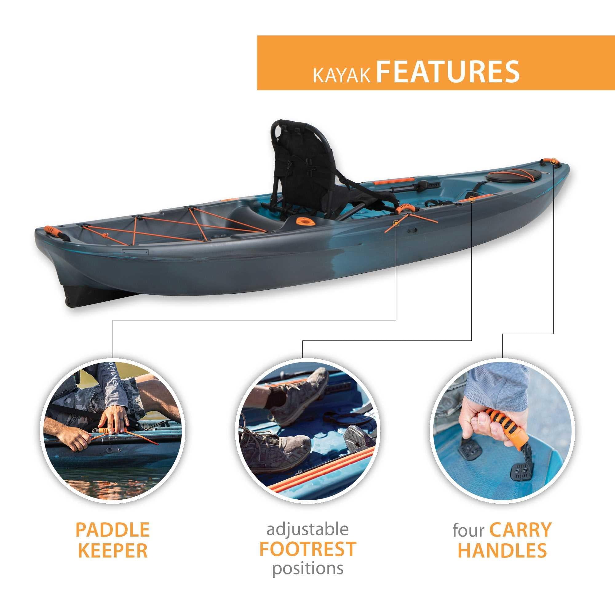 Lifetime Yukon Angler 11 ft. 6 in. Sit-on-Top Comfort Fishing Kayak, Lightning Fusion (90846)