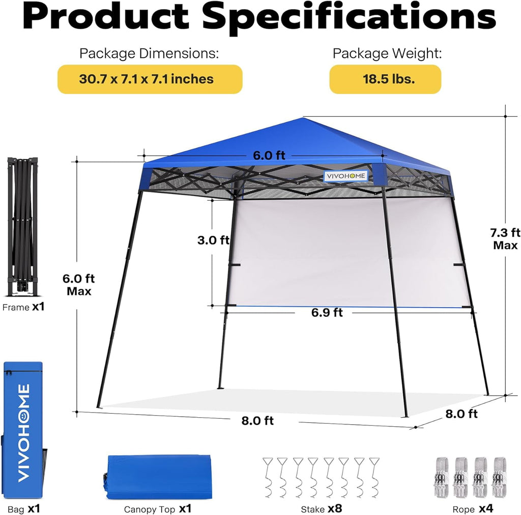 SPECSTAR 8'x8' Slant Leg Canopy Tent with Central Lock Design, Perfect for Camping, Party, Yard, and Beach Events, Beige (6x6ft Canopy Cover)