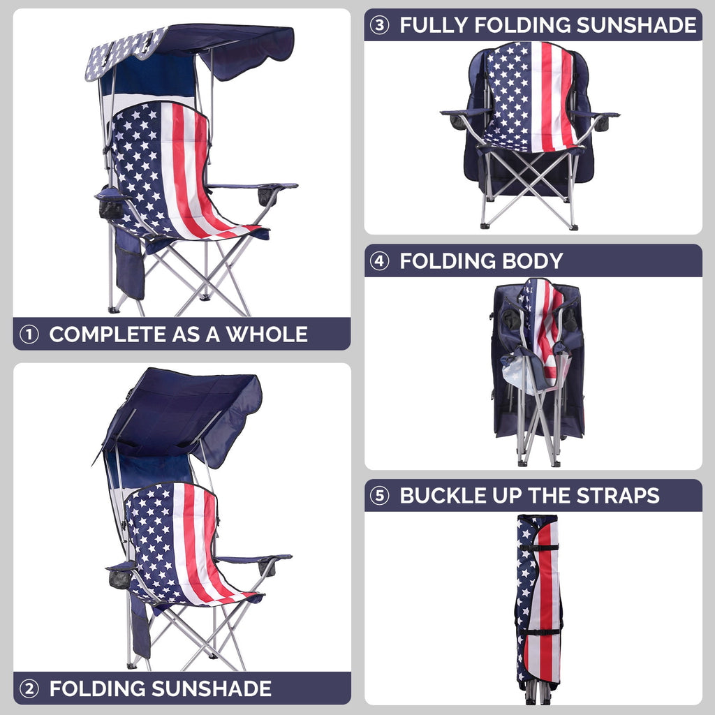 VTOY Camping Chair with Canopy Portable Canopy Camping Chairs with Shade for Outside Folding Beach Chairs with Shade for Adults(Olive Green)