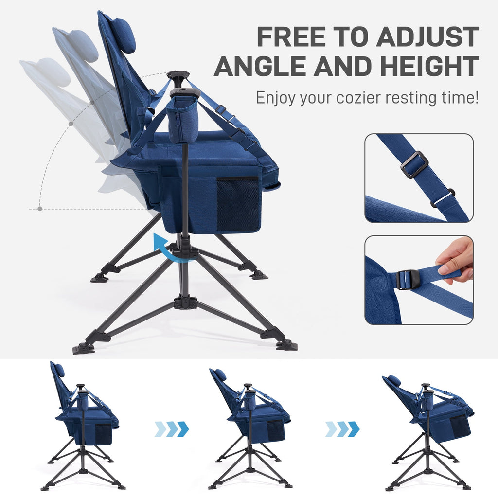 Hammock Camping Folding Chair for Outdoor with Adjustable Back and Padded Seat, Grey