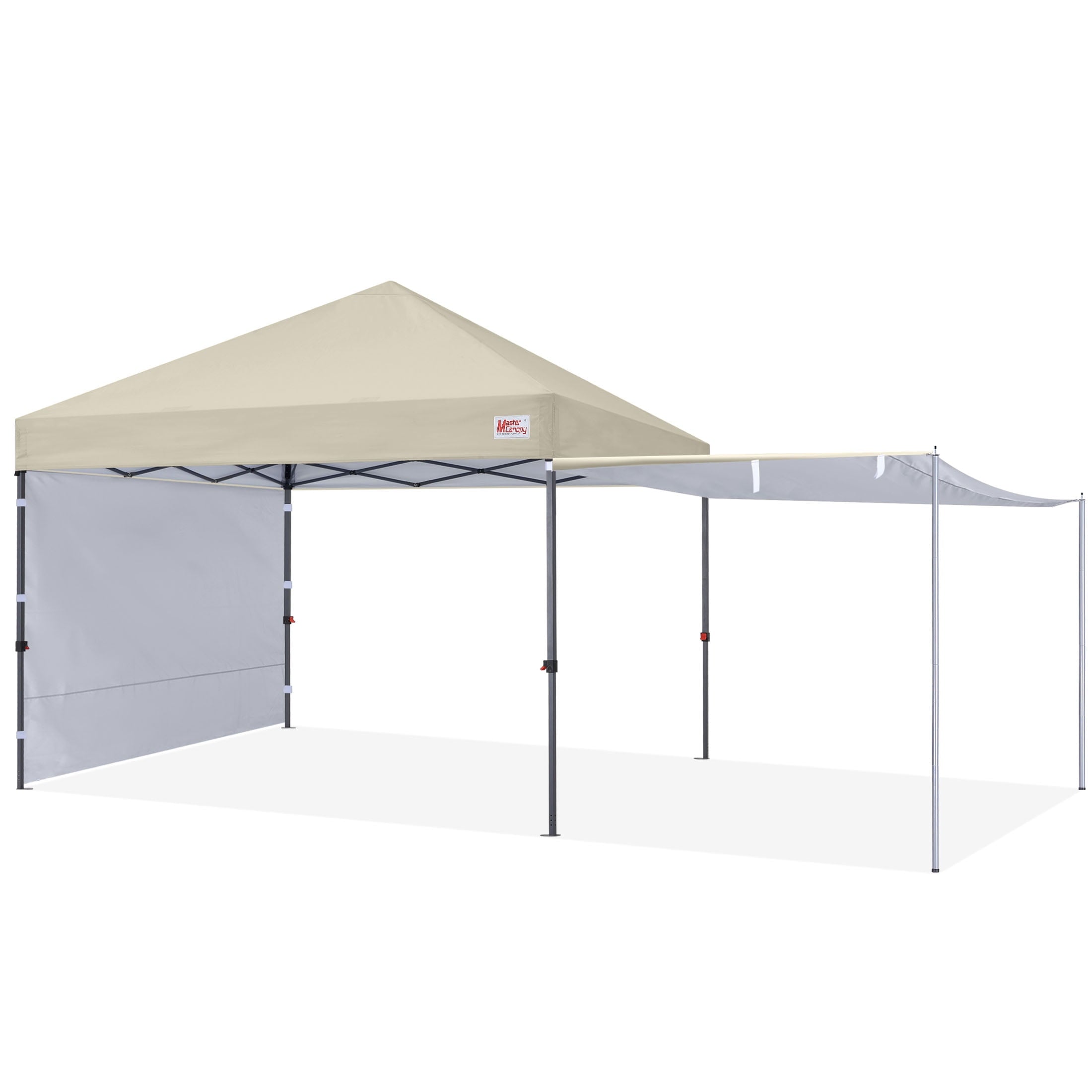 MASTERCANOPY 10 x 10ft Pop-up Canopy Tent with 2 Detachable Side Shades, White