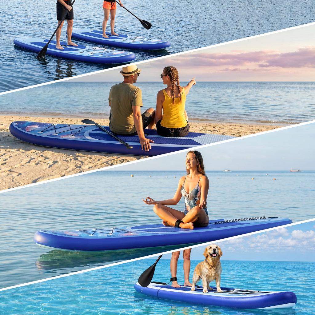 Naipo 10.6ft Inflatable Stand Up Paddle Board with Premium SUP Accessories Set Bi-Action Pump(10 Mins Inflate) 330 lbs for 2-3 People for Adults & Youth & Beginners