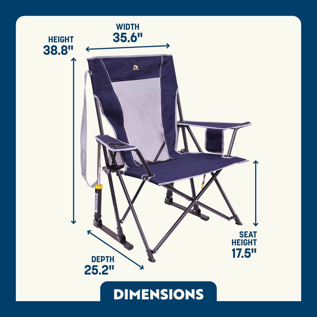 GCI Outdoor Comfort Pro Rocker Camping Chair with Mesh Backrest, Pastel Green Colorblock