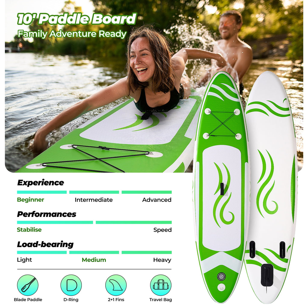 Naipo Paddle Board 10ft Inflatable Paddle Board 6in Thick Non-Slip Deck Stand Up SUP with Paddle Accessories for Adults Youth Family Fishing