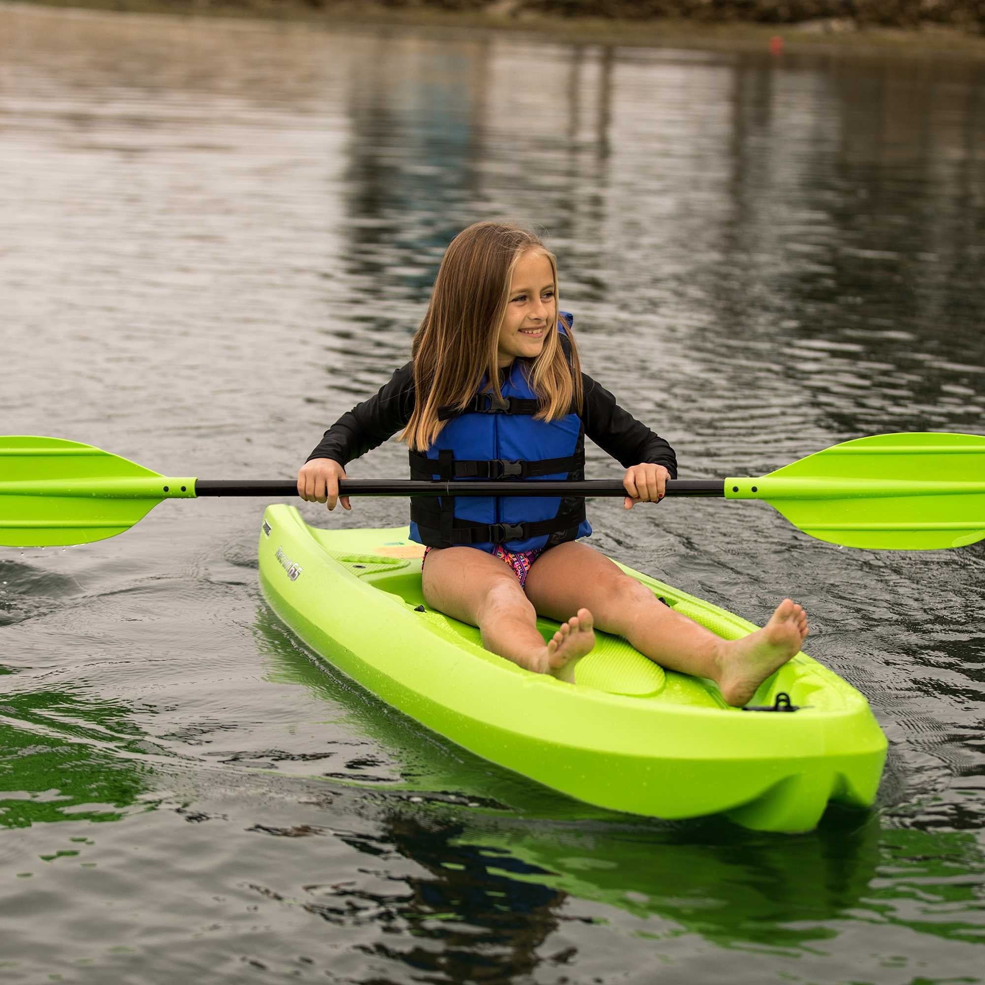 Lifetime Recruit 6.5 ft Youth Sit-On-Top Kayak with Paddle, Lime Green (90765)