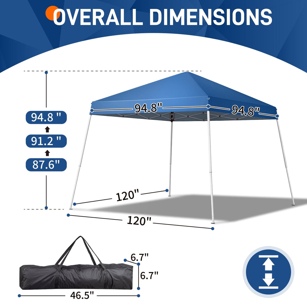 Ktaxon 10ft x 10ft Ez Pop Up Canopy Tent,Outdoor Sun Shade Shelter,Beach Tent,Outdoor Gazebo for Party Wedding Camping BBQ Events,Blue