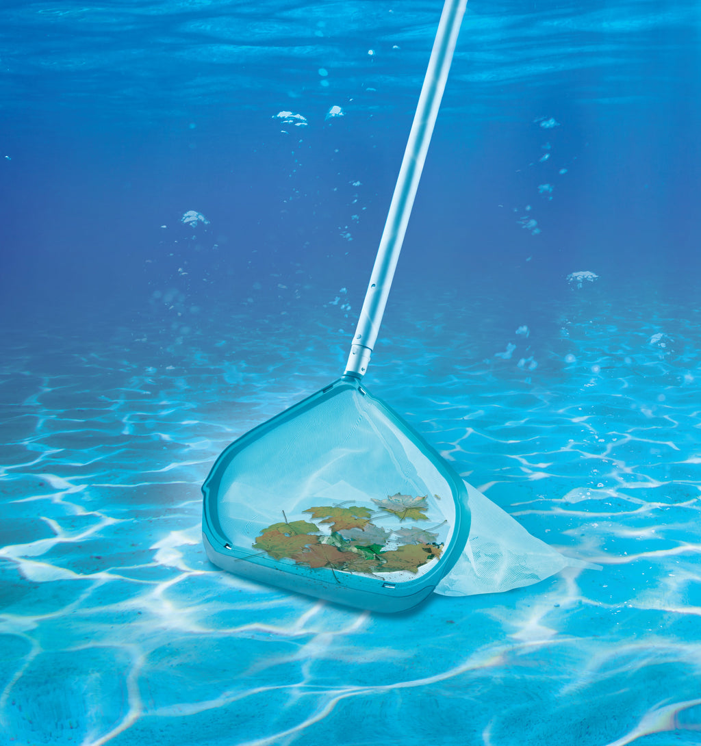 Bluescape Teal & Gray Pool Leaf Rake with Aluminum Frame and Tab Easy to Empty Debris