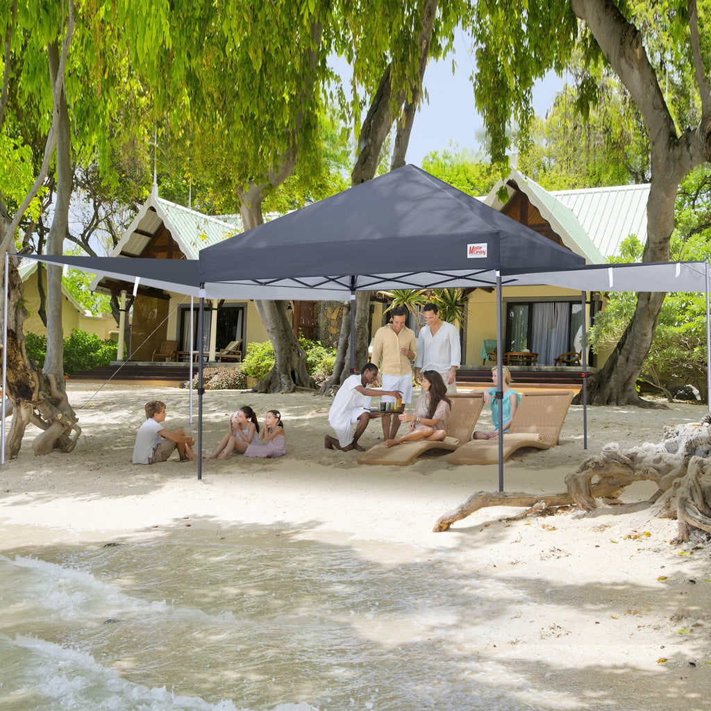 MASTERCANOPY 10 x 10ft Pop-up Canopy Tent with 2 Detachable Side Shades, White