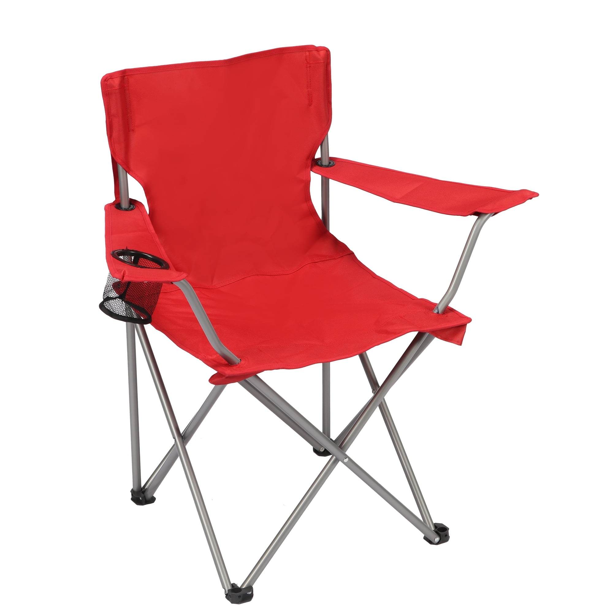 Ozark Trail Quad Folding Camp Chair with Cup Holder, Black