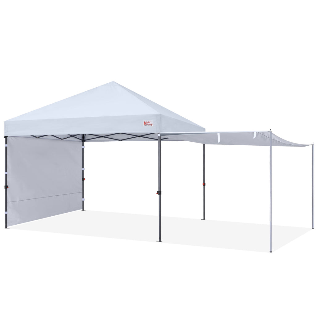 MASTERCANOPY 10 x 10ft Pop-up Canopy Tent with 2 Detachable Side Shades, White