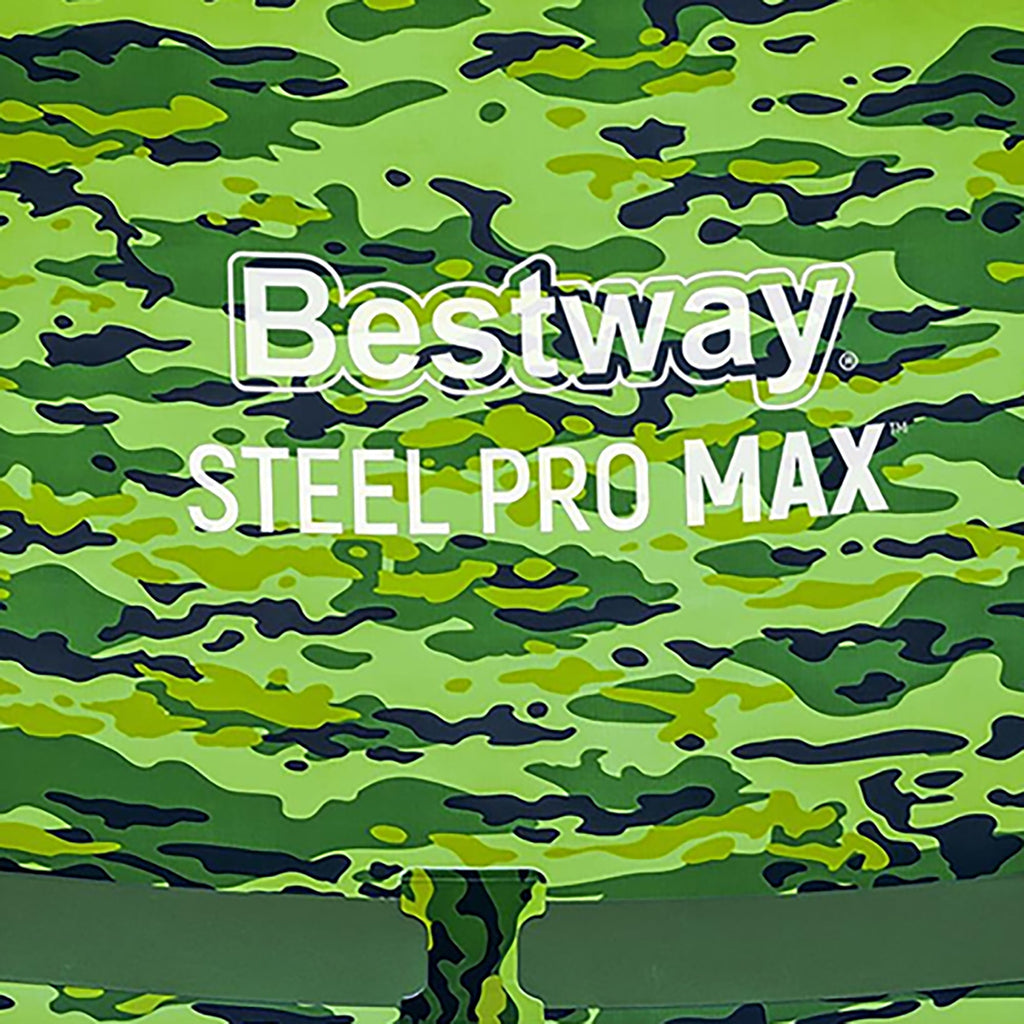 Bestway Steel Pro Max 14'x48 Camo Pool Set | Durable Construction, Easy Assembly, and All-Inclusive Accessories - above ground pool set with filter pump, ladder, and pool cover - No Tools Required!