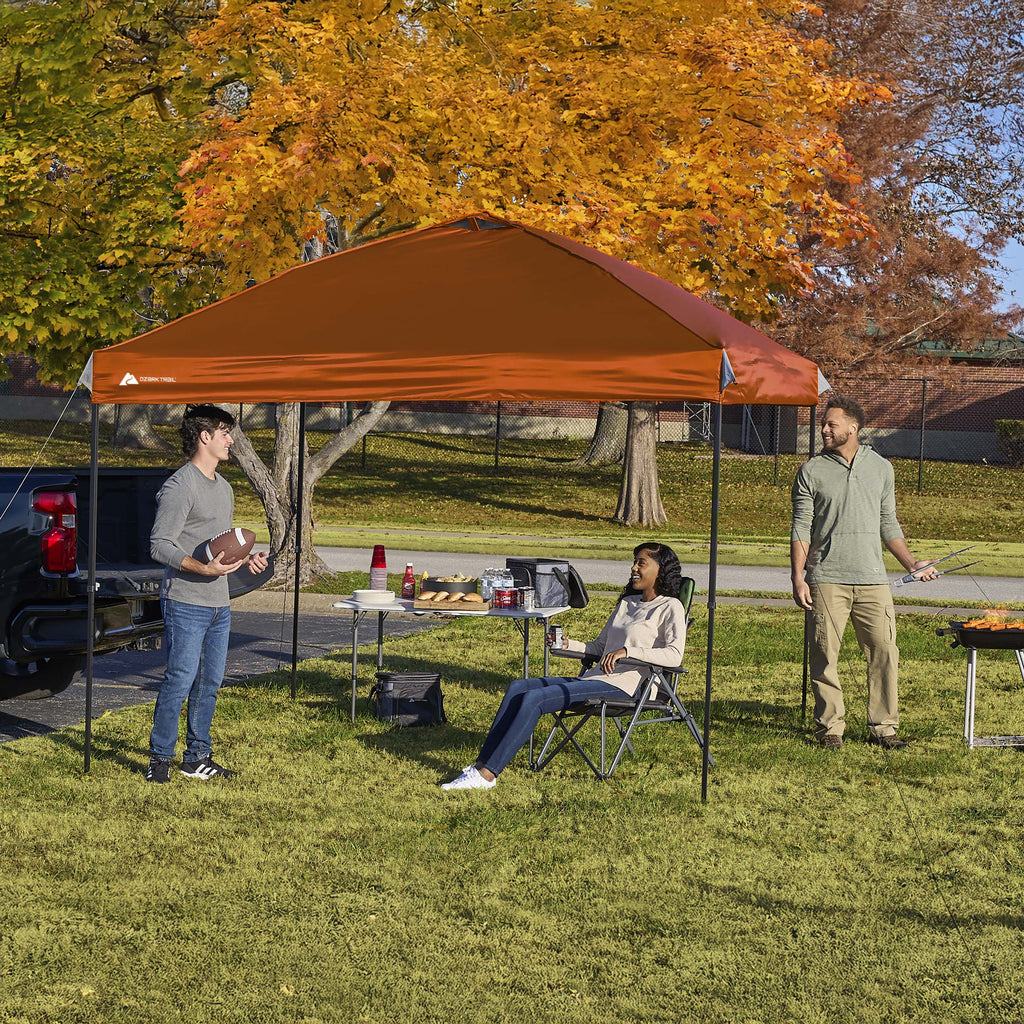 Ozark Trail 10x10 Instant Pop Up Canopy Tent with Simple Push Setup – Straight Leg Pop-Up Tent for Tailgating, Camping & Events, Gold