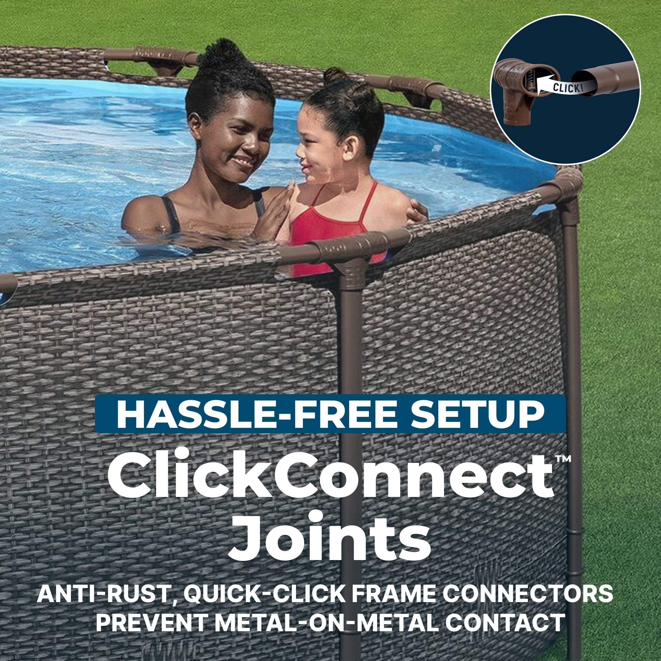 Bestway Power Steel 14’x42” Metal Frame Above Ground Pool w/ Pump, Ladder, & Cover, Brown