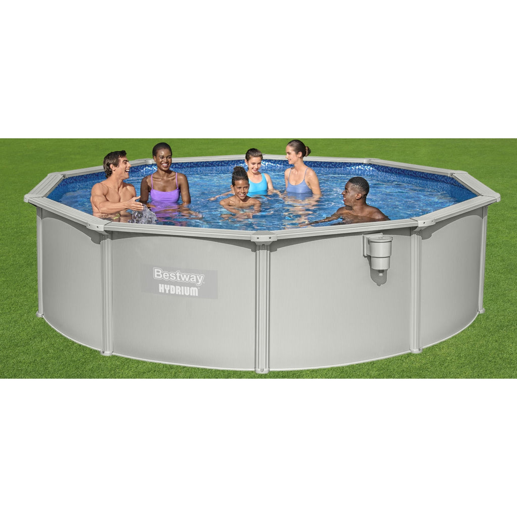 Bestway Hydrium 15' x 48 Steel Side Wall Above Ground Pool w/ Sand Pump & Accessories