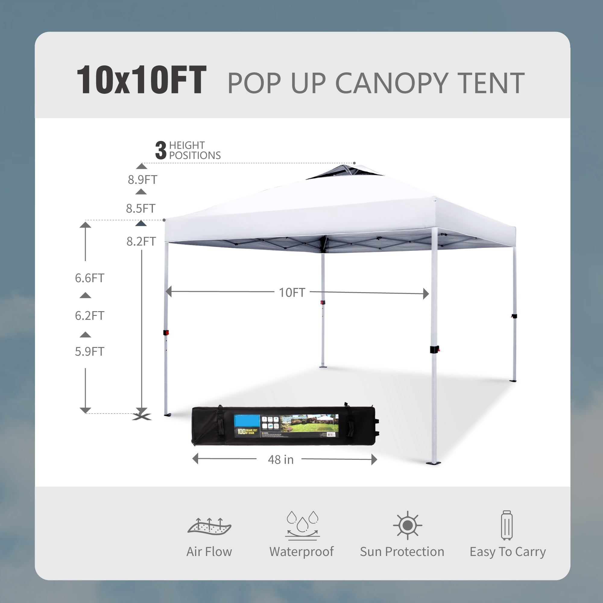 Alpha Joy 10'x 10' Pop up Canopy Outdoor Shade Canopy Event Instant Canopy Tent with Roller Bag, Blue