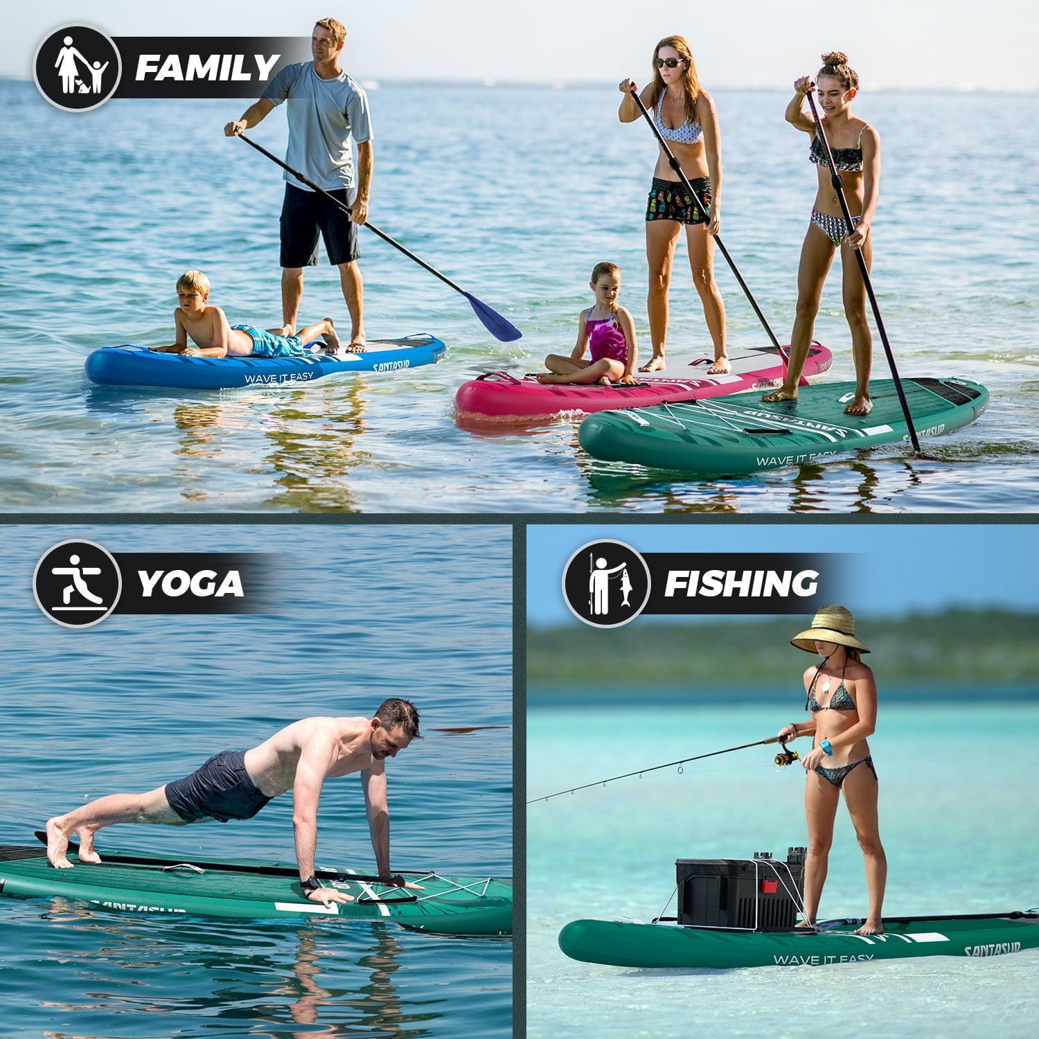 Santasup Blow Up Paddle Board Inflatable Paddle Board For Adults, 10ft Stand Up Paddleboard, Sup Board With Sup Accessories, Non-Slip Deck, Adjustable Paddle, Travel Backpack Wide Stance Pink