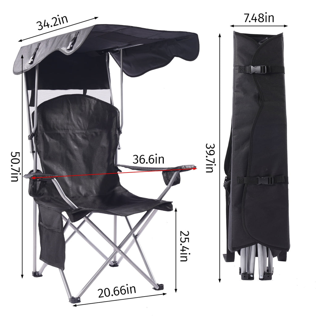 VTOY Camping Chair with Canopy Portable Canopy Camping Chairs with Shade for Outside Folding Beach Chairs with Shade for Adults(Olive Green)