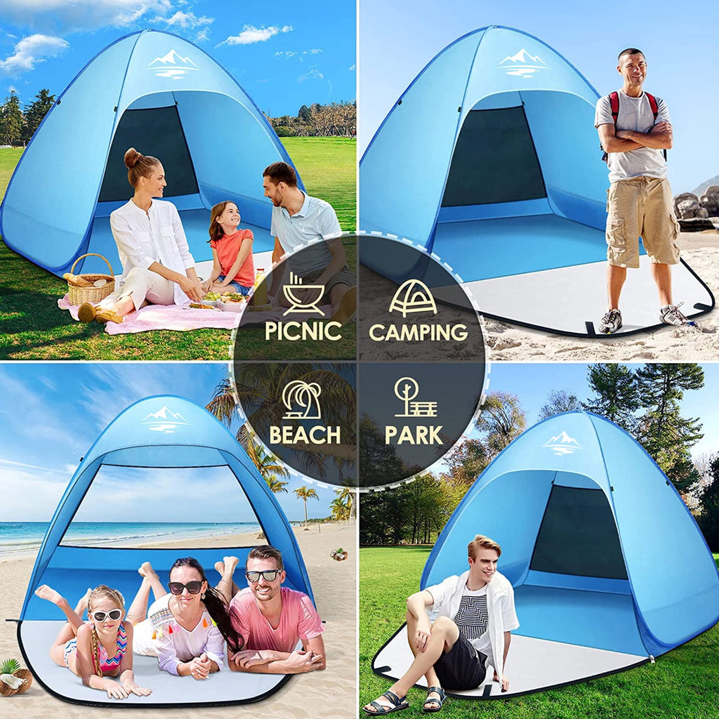 Pop up Beach Tent,  1-2 Person Portable Sun Shelter with UV 50+ Protection for Seaside and Picnic, Sky Blue