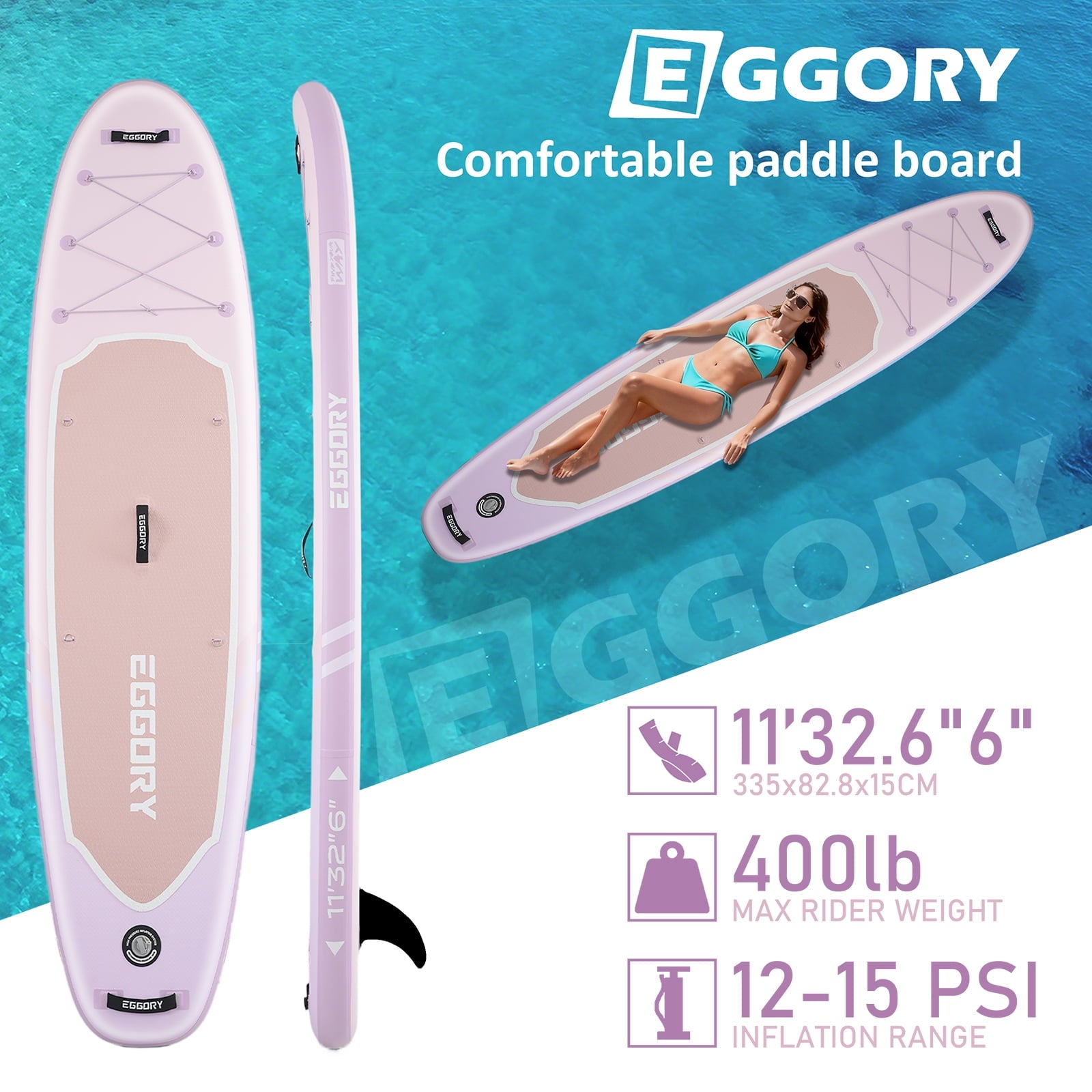 EGGORY 11ft Inflatable Paddle Board Ultra-Light Stand Up Paddle boards for all people with Premium SUP Accessories