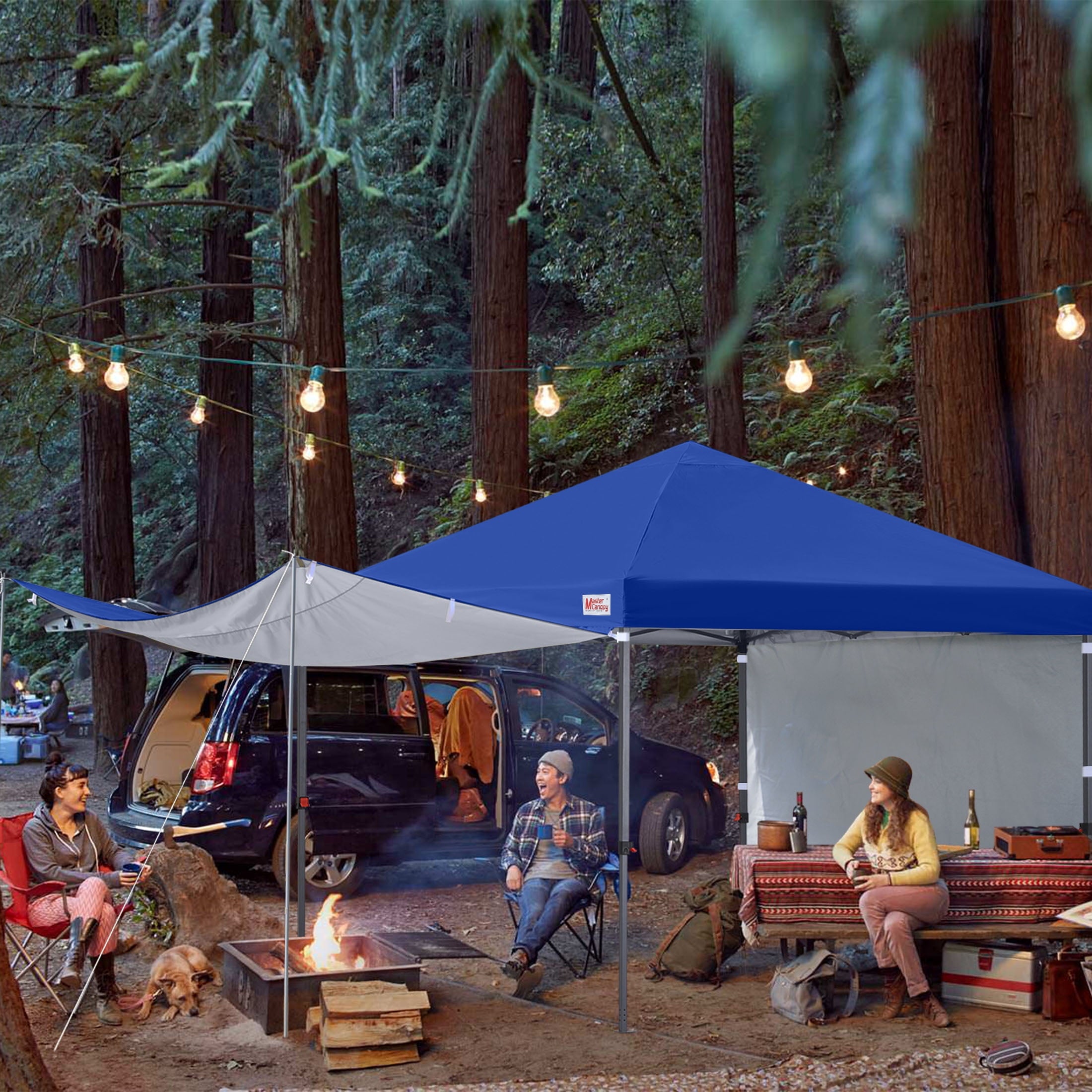 MASTERCANOPY 10 x 10ft Pop-up Canopy Tent with 2 Detachable Side Shades, White