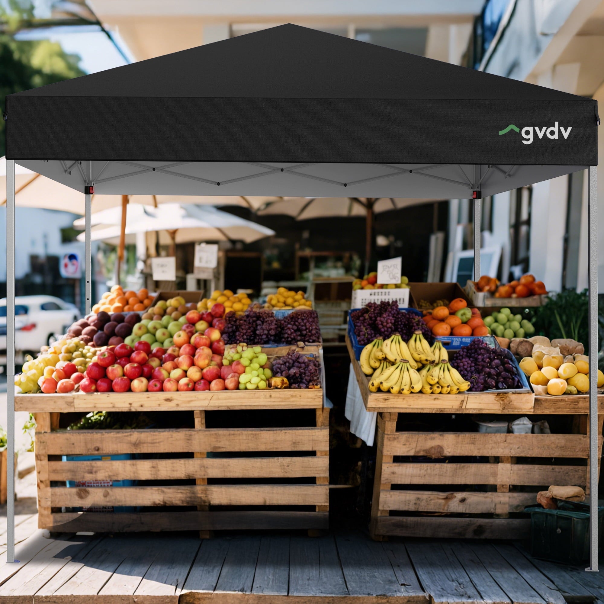 GVDV Canopy Tent, 10x10 ft Easy Pop up Outdoor Canopy Tent, Portable Straight Leg Gazebo Instant Canopy, Blue